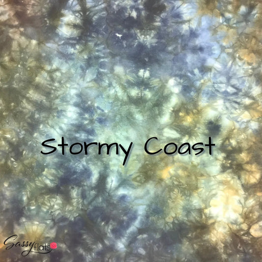 "Stormy Coast" hand dyed stretchy Sassy Flats reusable flat cloth diapers