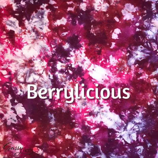 "Berrylicious" hand dyed stretchy Sassy Flats reusable flat cloth diapers